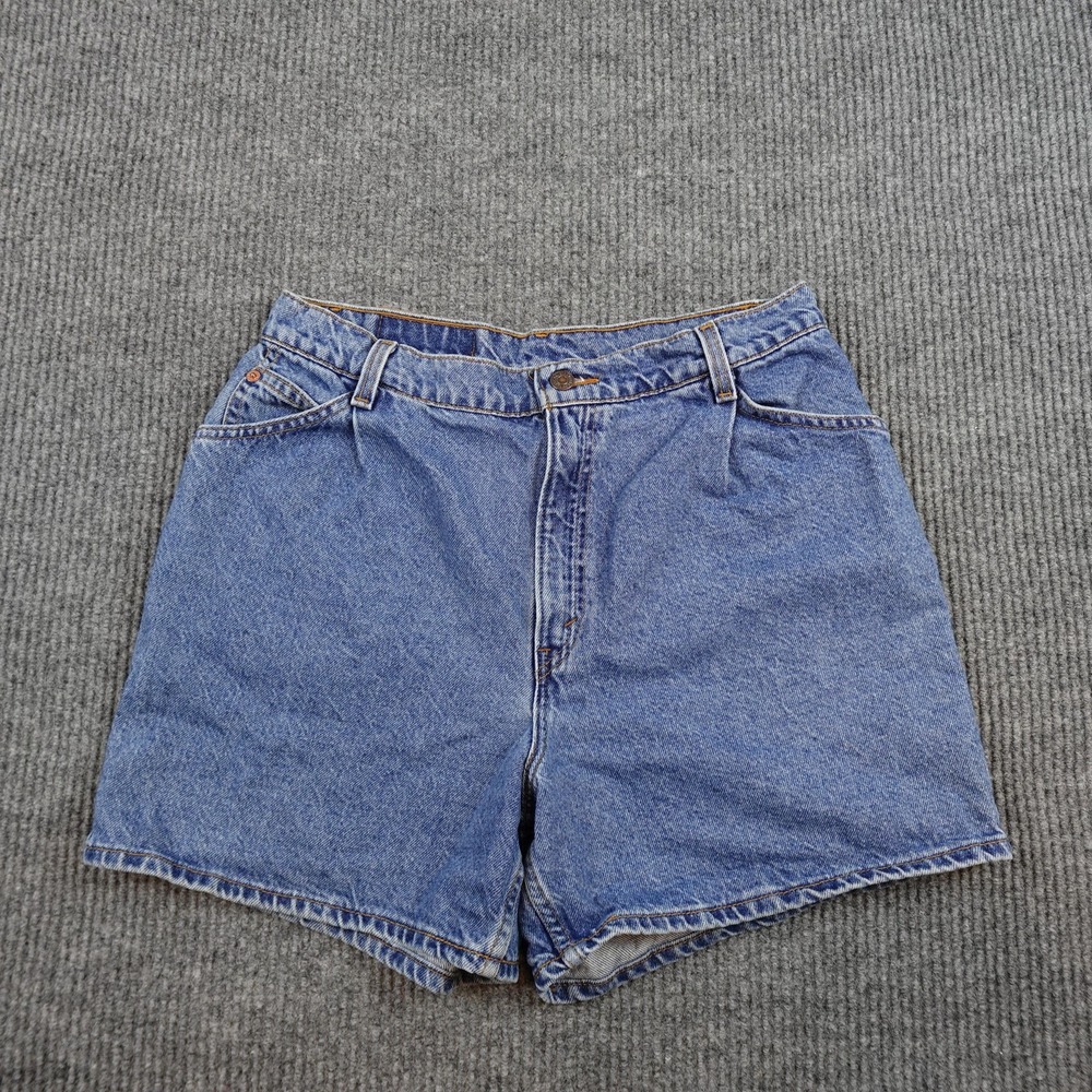Vintage Levis 36981 Orange Tab Denim Shorts Womens 14 Blue High Rise USA 90s